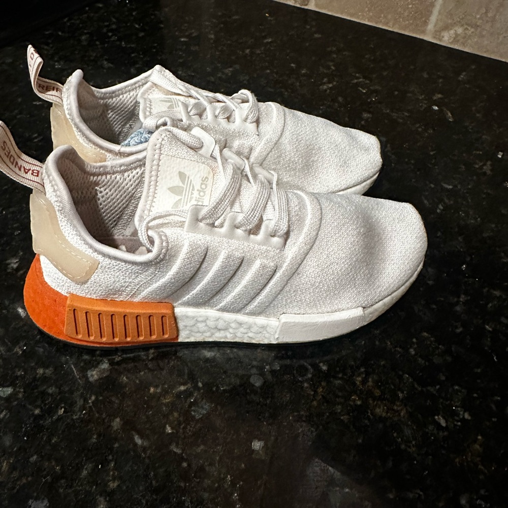 Adidas NMD R1 Shoes White, Cream, Orange